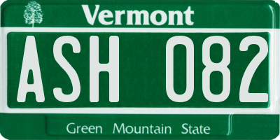 VT license plate ASH082