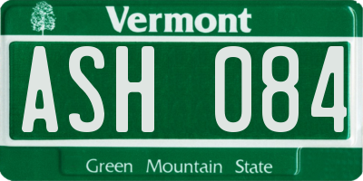 VT license plate ASH084