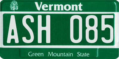 VT license plate ASH085