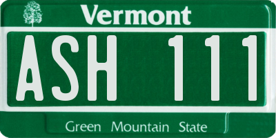 VT license plate ASH111