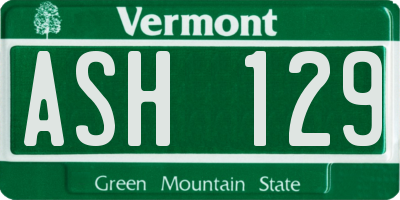 VT license plate ASH129