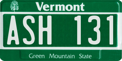 VT license plate ASH131