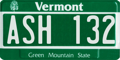 VT license plate ASH132