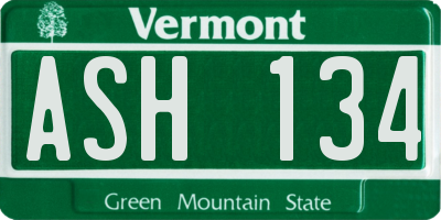 VT license plate ASH134