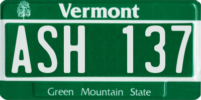 VT license plate ASH137