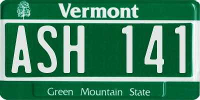 VT license plate ASH141