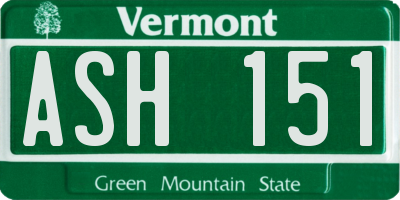 VT license plate ASH151