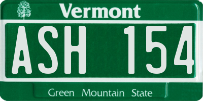 VT license plate ASH154