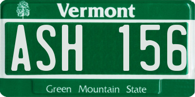 VT license plate ASH156