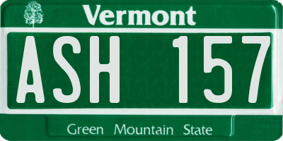 VT license plate ASH157