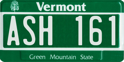 VT license plate ASH161