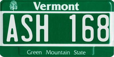 VT license plate ASH168