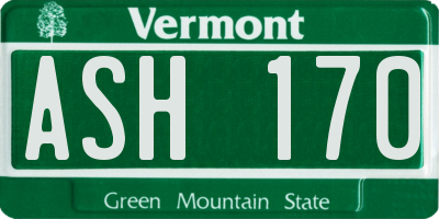 VT license plate ASH170