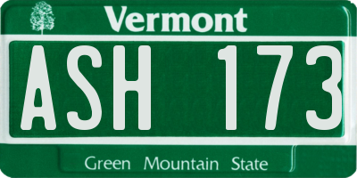 VT license plate ASH173