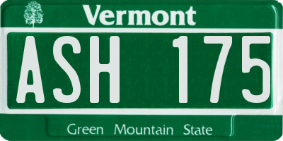 VT license plate ASH175
