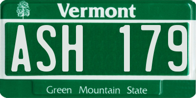 VT license plate ASH179