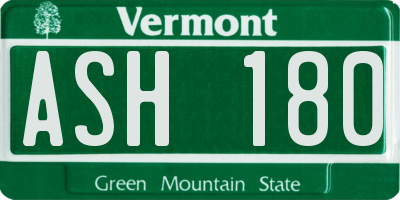 VT license plate ASH180