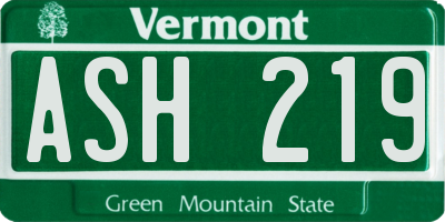 VT license plate ASH219