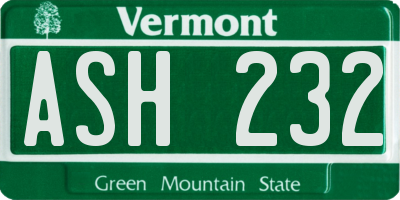 VT license plate ASH232