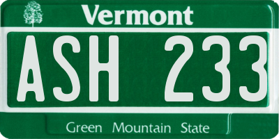 VT license plate ASH233