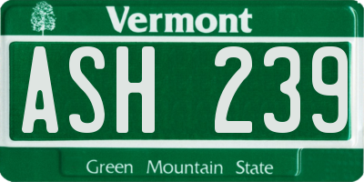 VT license plate ASH239