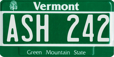 VT license plate ASH242