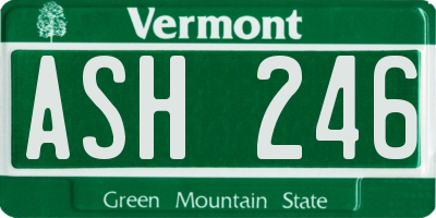 VT license plate ASH246