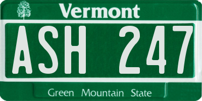 VT license plate ASH247