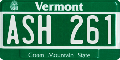 VT license plate ASH261