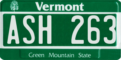 VT license plate ASH263