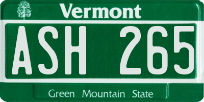 VT license plate ASH265