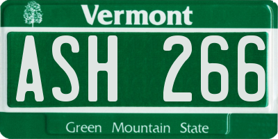 VT license plate ASH266