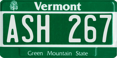 VT license plate ASH267