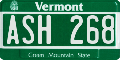 VT license plate ASH268