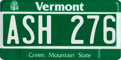 VT license plate ASH276
