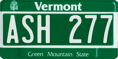 VT license plate ASH277
