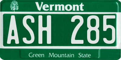 VT license plate ASH285