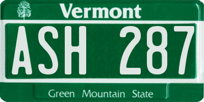 VT license plate ASH287