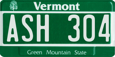VT license plate ASH304