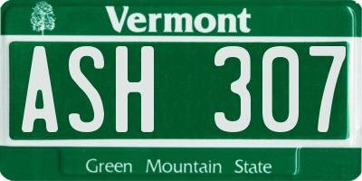 VT license plate ASH307