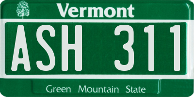 VT license plate ASH311