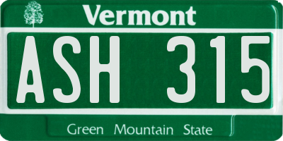 VT license plate ASH315