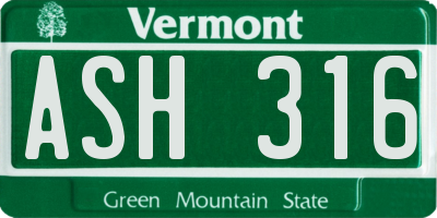 VT license plate ASH316