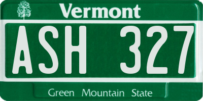VT license plate ASH327