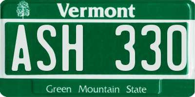 VT license plate ASH330