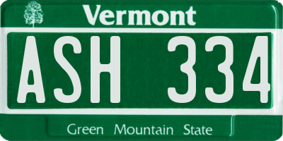 VT license plate ASH334