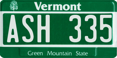 VT license plate ASH335