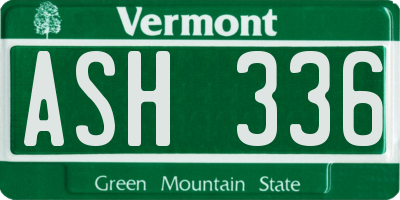 VT license plate ASH336