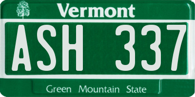 VT license plate ASH337
