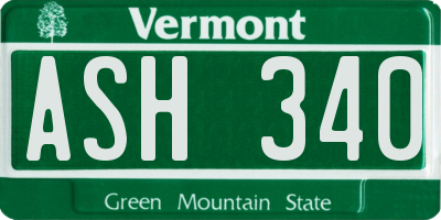 VT license plate ASH340